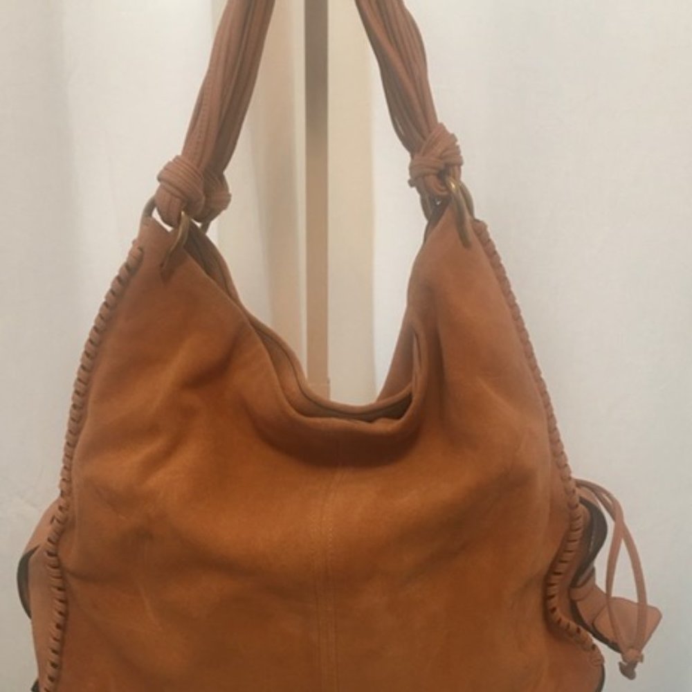 STUART WEITZMAN NOVOCOQUETTE SUEDE BAG